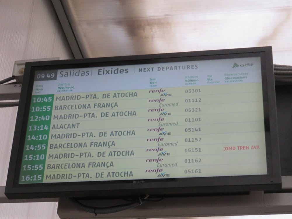 瓦倫西亞到巴塞隆納西班牙國鐵Renfe前往