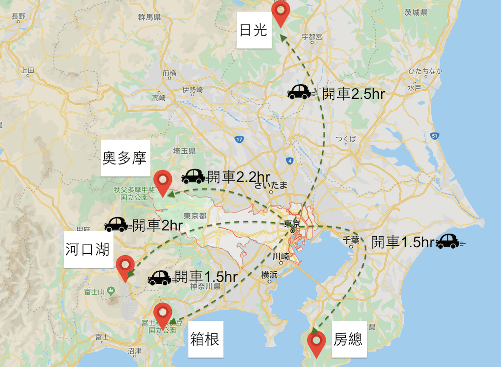東京近郊郊區自駕租車日本