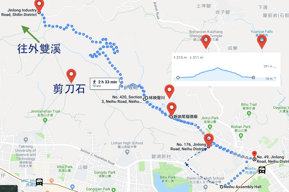 內湖爬山健行走路推薦路線，忠勇山碧山巖金面山拿來練朝聖之路很夠用