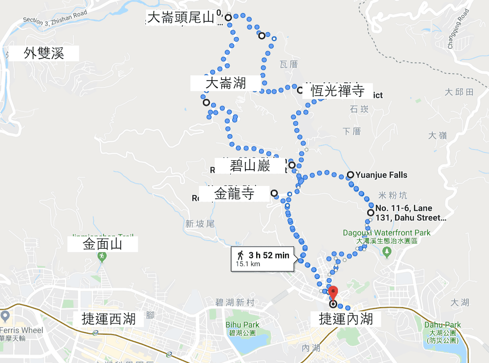 朝聖之路練走背包準備、台北健行路線行程練習、常見QA - 第10張圖 老蝦內湖練走路線之一