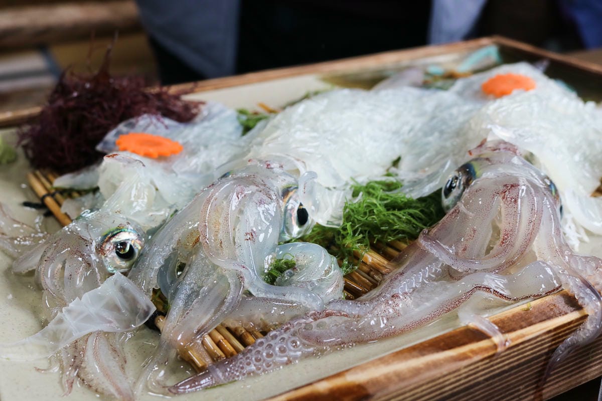 佐賀名物 餐廳大和花枝兩吃 いかの活き造り唯獨小心錢包破洞