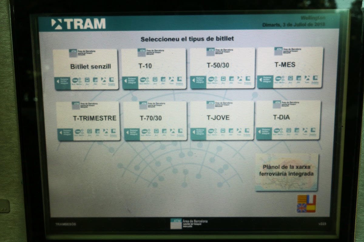 巴塞隆納交通票卡T10已改成T-casual卡