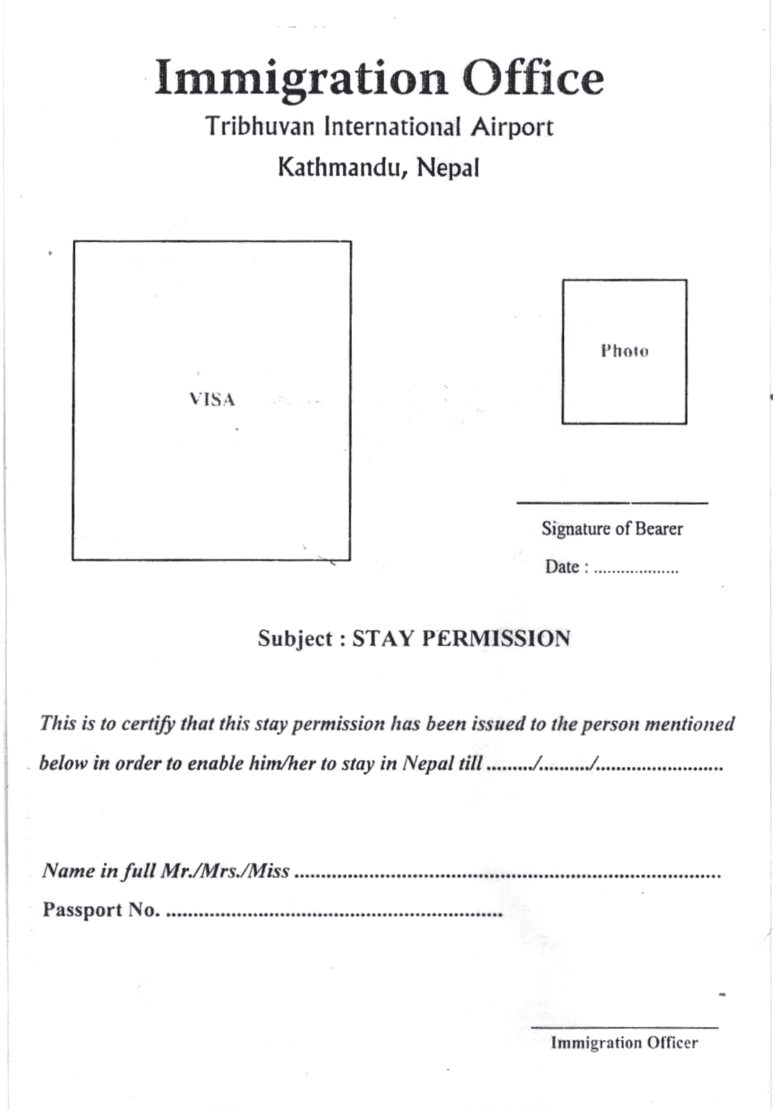 尼泊爾居留許可 (Nepal stay permission)